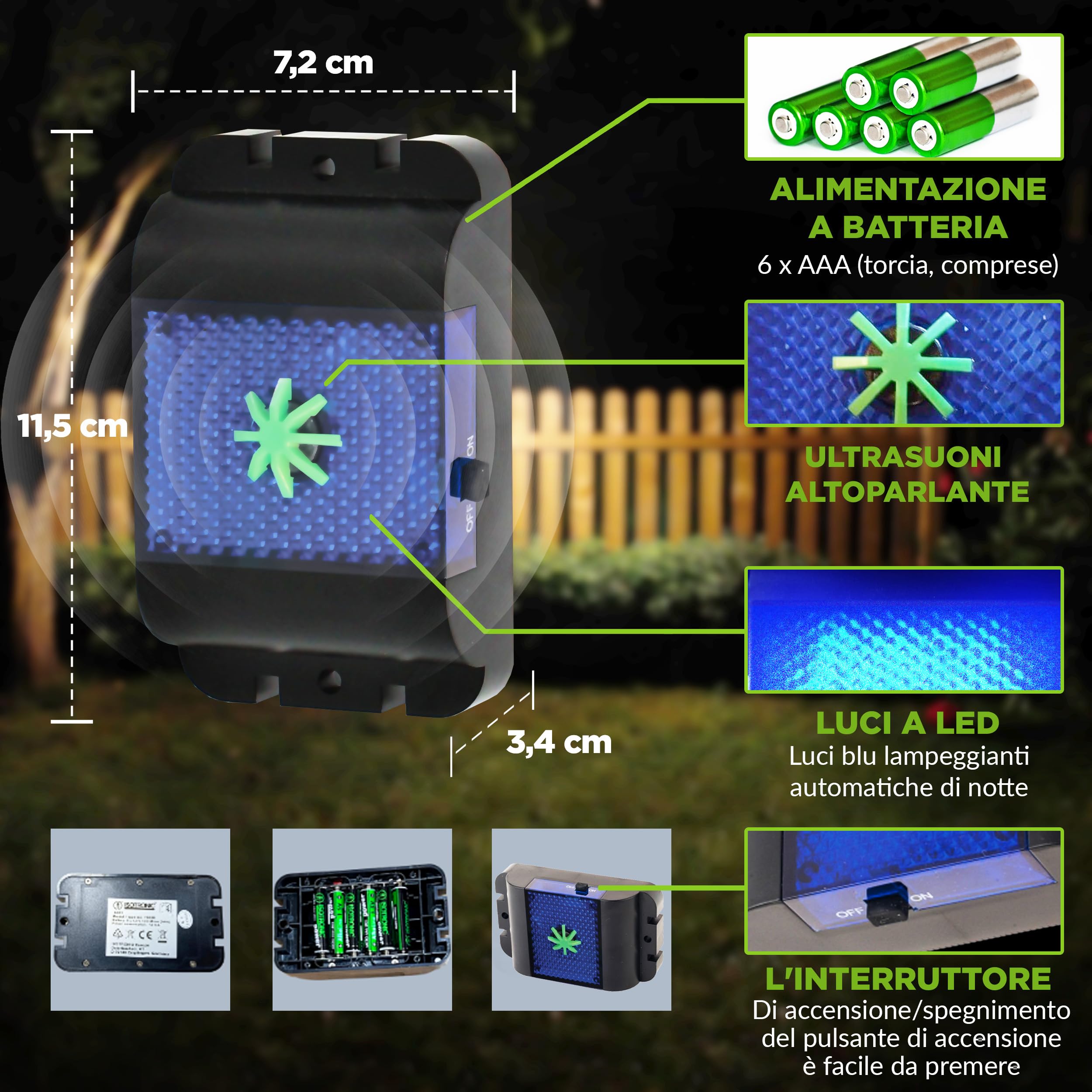 ISOTRONIC repellente topi ultrasuoni ratti dissuasore parassiti luce LED blu deterrente senza veleno trappola portata 40m² 2 unità efficace interno casa soffitta garage giardino protezione difesa