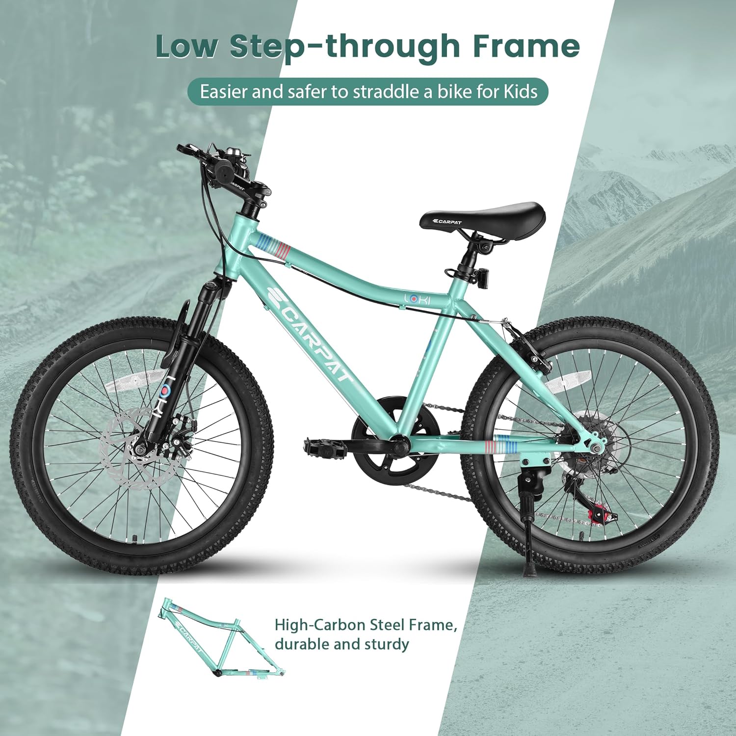 Ecarpat 20 24 inch Kids Mountain Bike for Boys Girls, Front Suspension All Terrain Mountain Bicycles, Mountain Bikes 7-Speed with Mechanical Disc Brakes, Gift for Boys and Girls