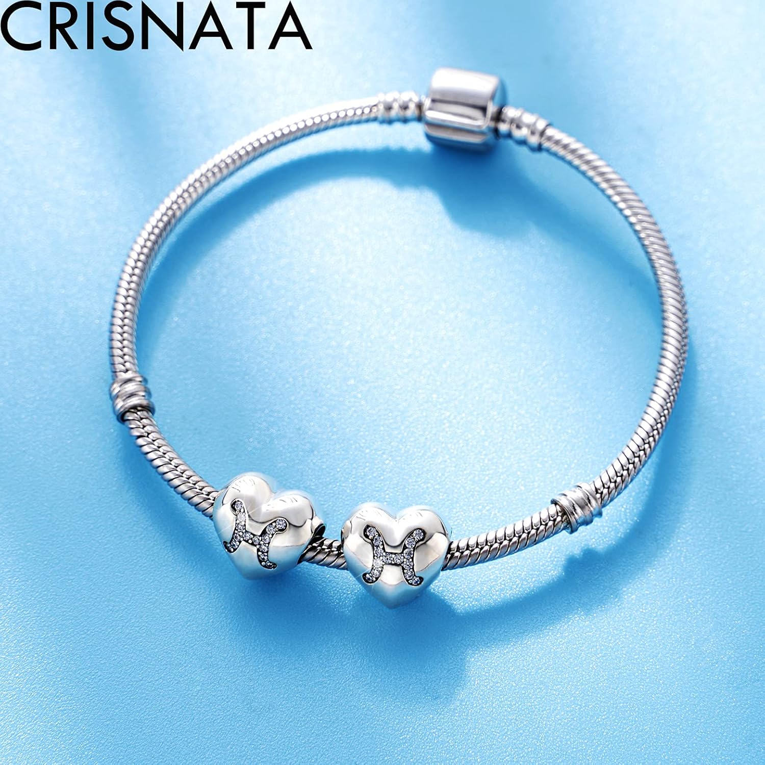 12 Zodiac Signs with Clear CZ Heart Charms, 925 Sterling Silver Constellation Beads, fits European Birthday Bracelet, Gifts for Family/Lover/Friends