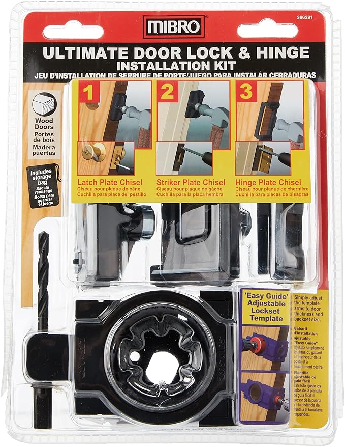 MIBRO 366291 Ultimate Door Lock and Hinge Installation Kit for Wood