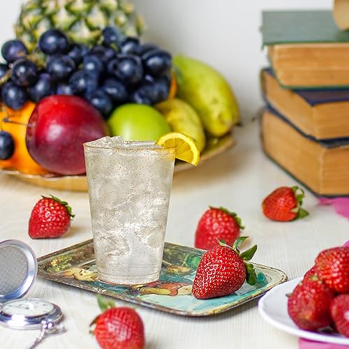 Miniatura 2 de R-kay Vasos de plástico con purpurina dorada de 14 onzas para fiestas, paquete de 50 vasos de plástico dorados, vasos desechables duros, vasos