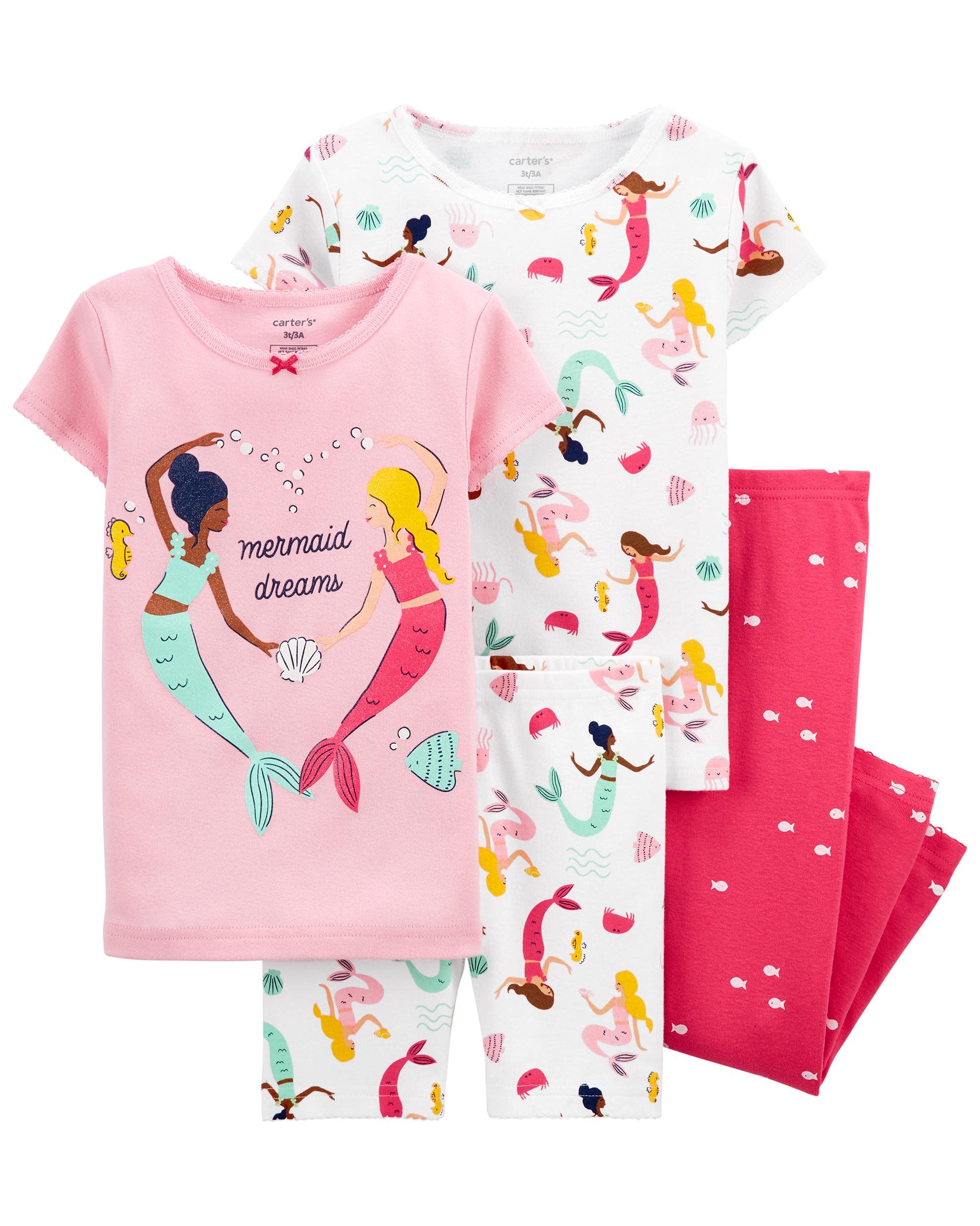 Carter's ensemble coton bébé fille 4 pièces 371g083 pyjama rose