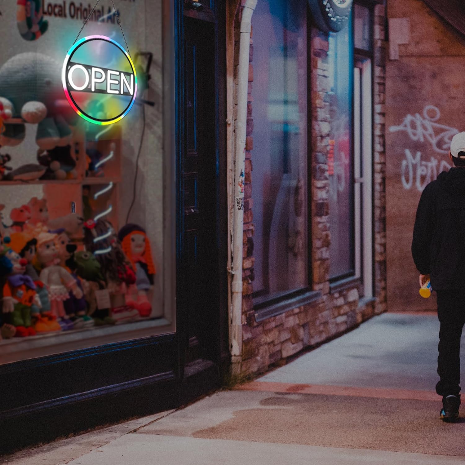 Open Signs for Business,LED Neon Open Sign,16 inch Dynamic Multicolored Lighted Sign for Restaurants Offices Retail Shops Window Storefronts,12V/3A Power Supply,with ON/OFF Switch (Multicolor)