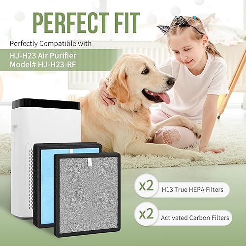 Miniatura 2 de Filtro de repuesto HJ-H23 compatible con Hejiko HJ-H23 Air Pu-rifier, combina con el modelo No. HJ-H23-RF, 2 juegos de filtros HJ-H23 extraíbles que