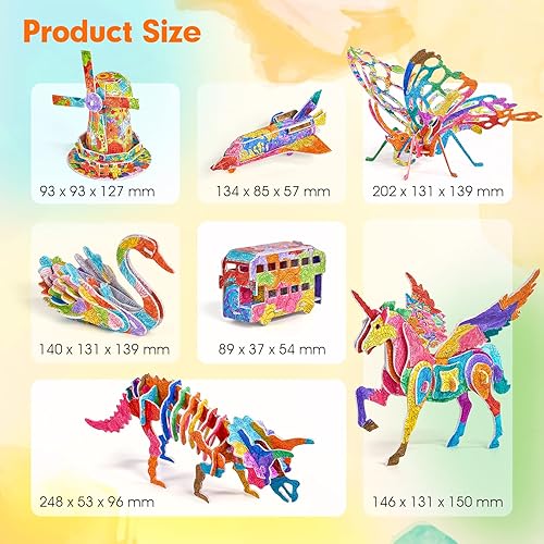 Miniatura 7 de Manualidades de arte para niños de 6 a 8 a 12 años, 7 juegos de rompecabezas 3D de mandala para colorear, suministros de arte para niños de 9 a 12