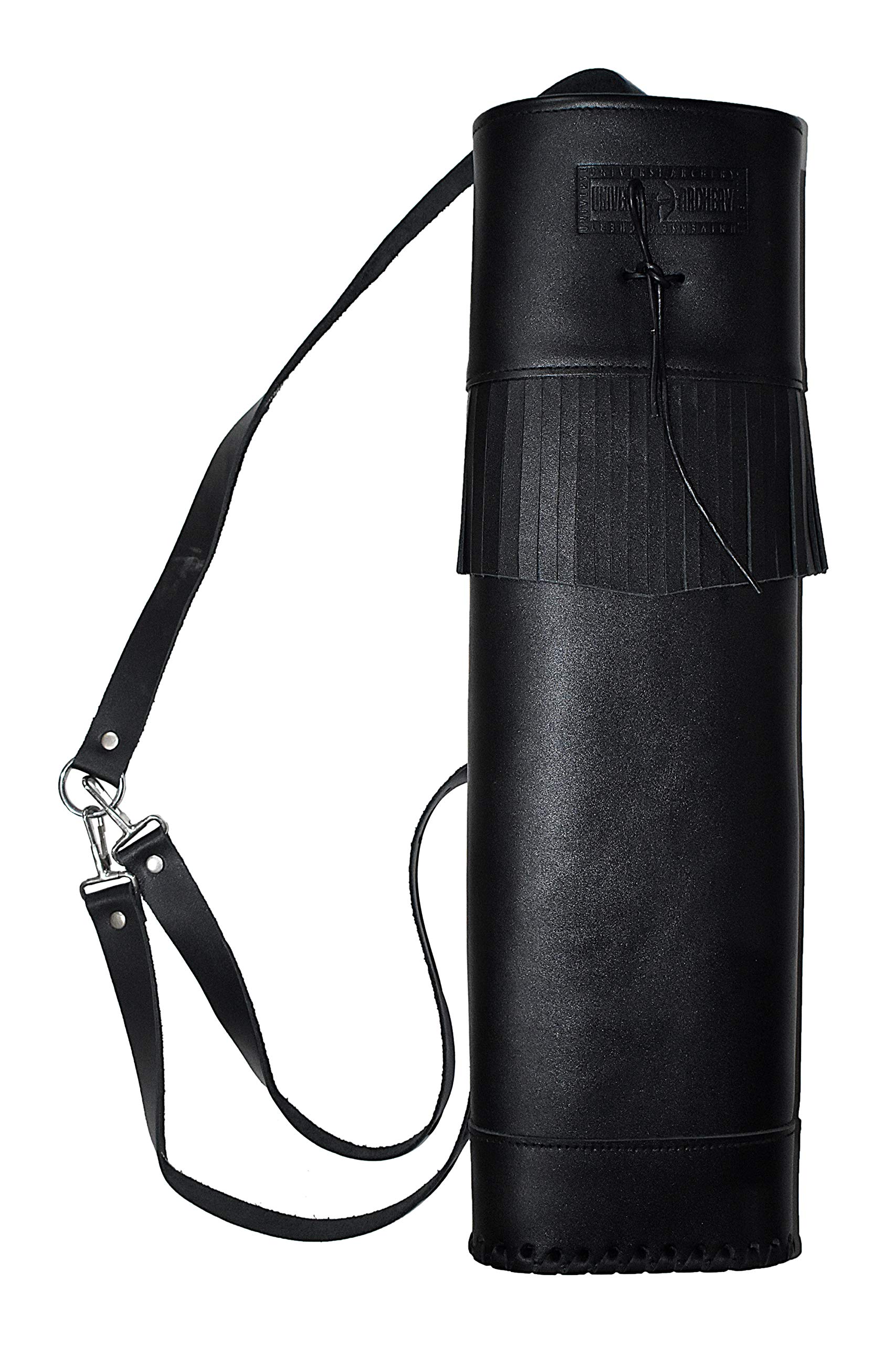 Carquois De Tir à L'arc En Cuir Artisanal - Noir - Réglable Hanches/dos - 20 Flèches