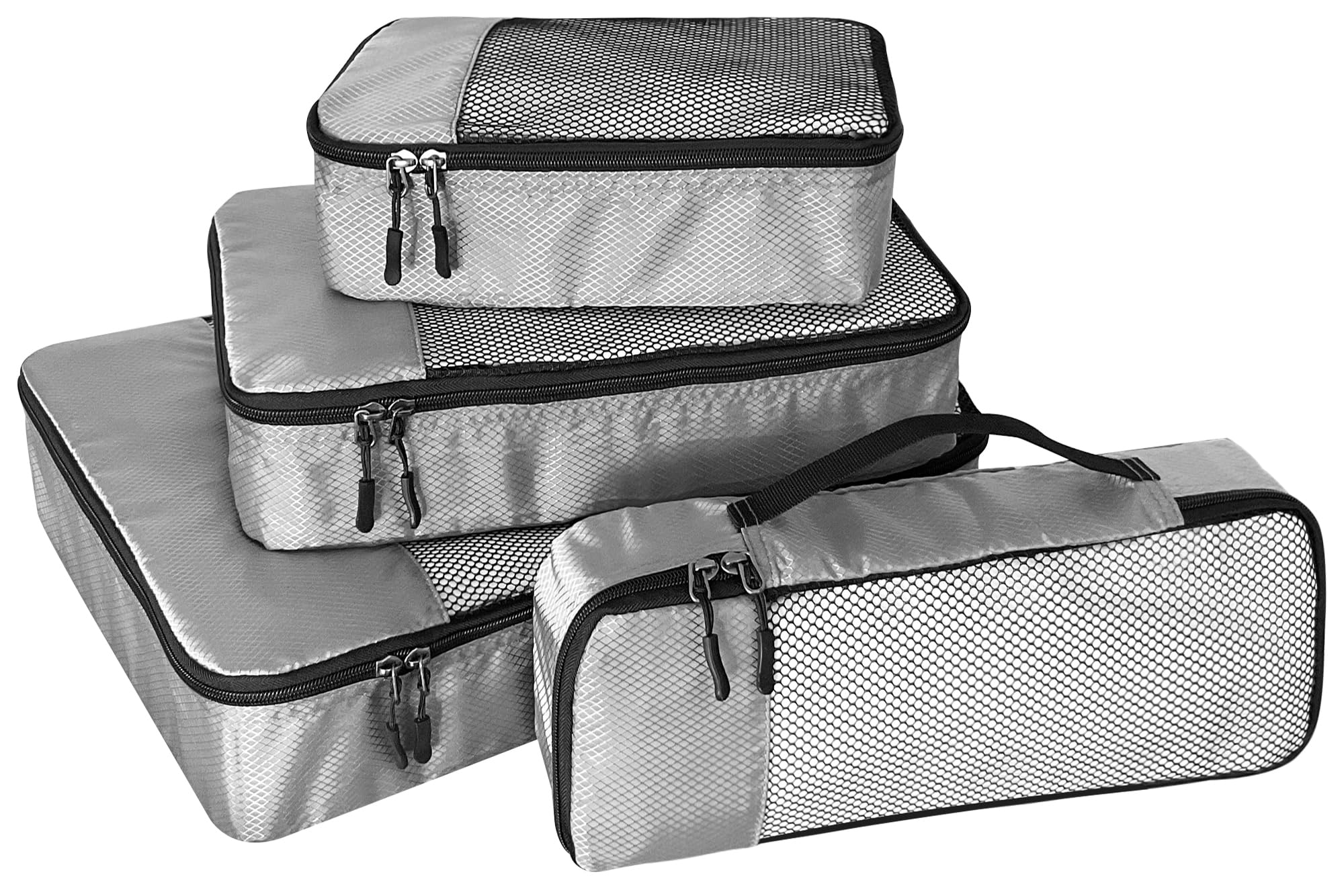 4-Piece Packing Cubes Travel Accessories Set for Suitcases - Luggage Organizer Bags with Double Zipper - Mesh Top