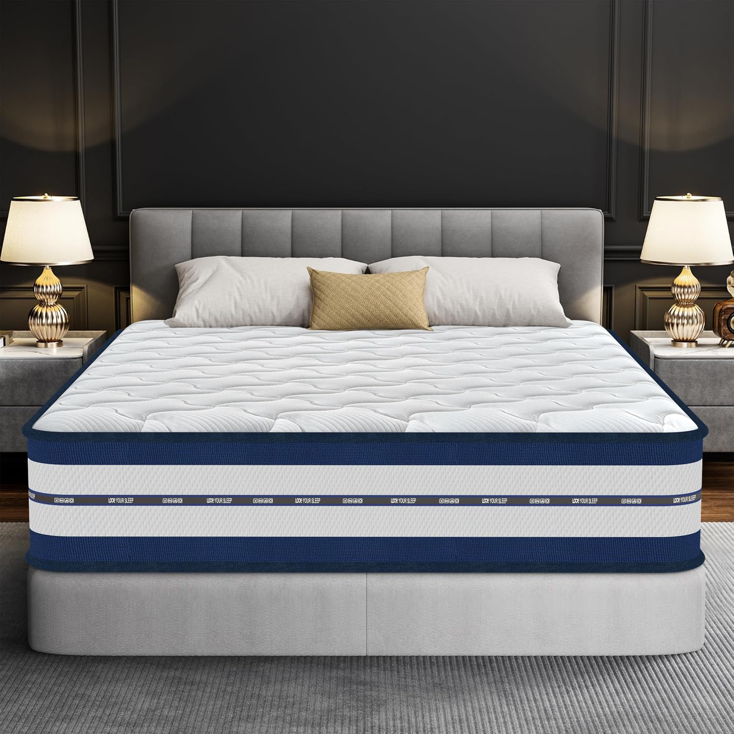 Materasso 140x200 cm, Alto 26 cm, Materasso Matrimoniale con Molle Insacchettate e Memory Foam, Durezza H3, Struttura Ortopedica a 7 Zone, Rinforzato sui Bordi, Ipoallergenico, Favorevole al Riposo