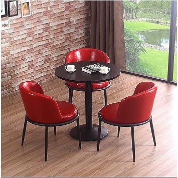 Office Reception Table Conference Coffee Table Set Dining Set for Small Spaces Kitchen, Coffee Round Table Tea Table Restaurant Hotel Office Leather ReceptionRed,70cm