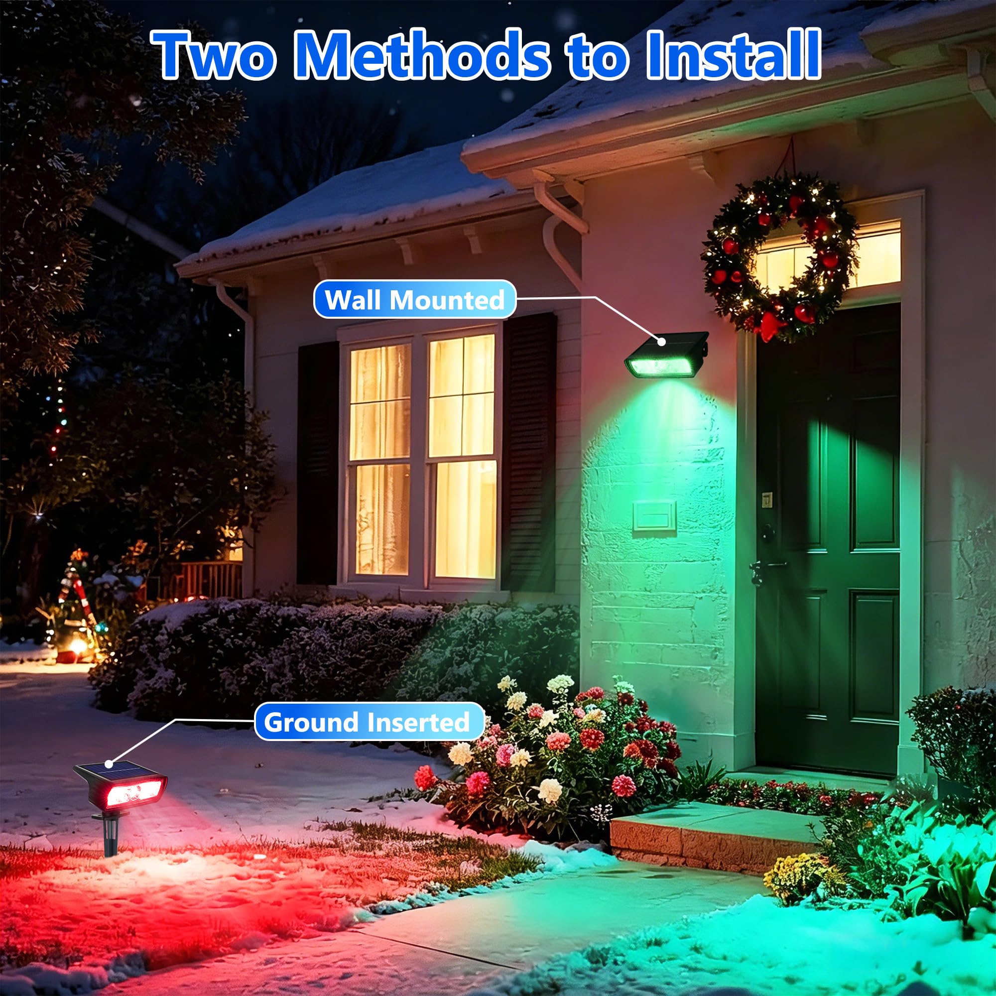 Moxled Lot de 6 lampes solaires multicolores pour extérieur, RVB + blanc, étanchéité IP65, 10 modes d'éclairage pour extérieur, jardin, cour, trottoir
