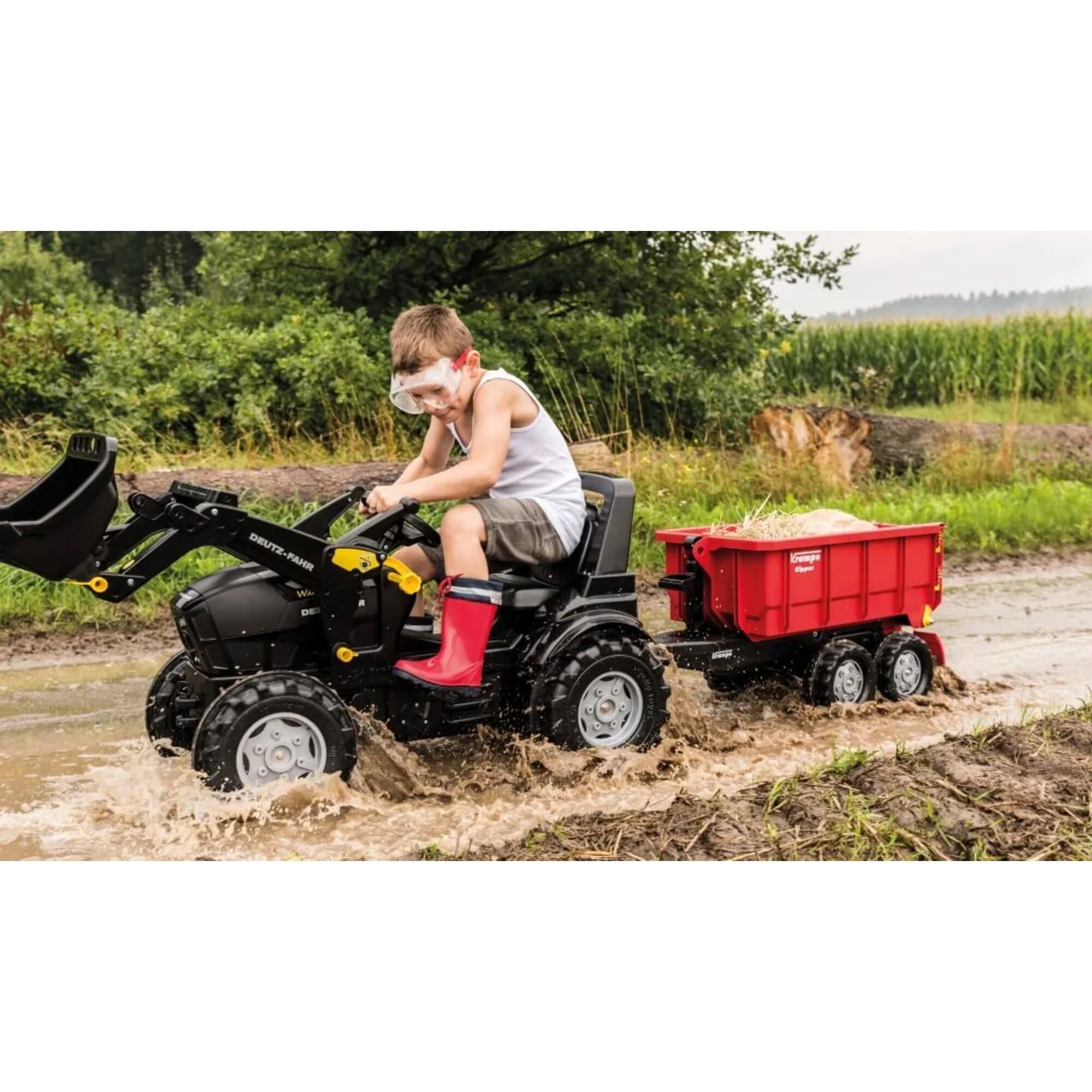 Rolly Toys 12 322 3 Toys rollyContainer Krampe (Hakenabroll-Kipper mit Absetzmulde, Zweiachsanhänger, für Kinder von 44265 Jahren) 123223, Red