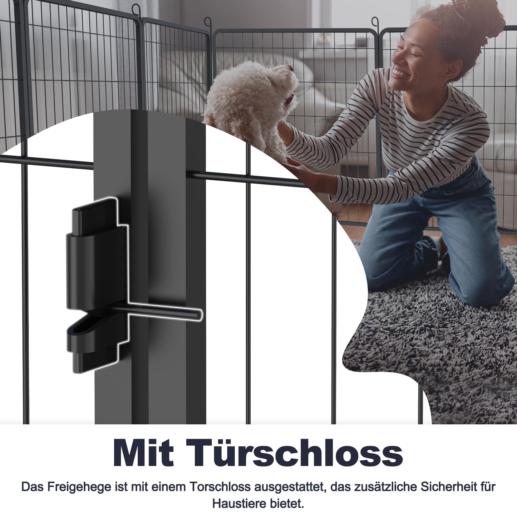 UISEBRT Recinzione per cuccioli con porta, box per cani, flessibile, pieghevole, per cane, gatto, cucciolo, coniglio (80 x 80 cm, 8 pezzi)