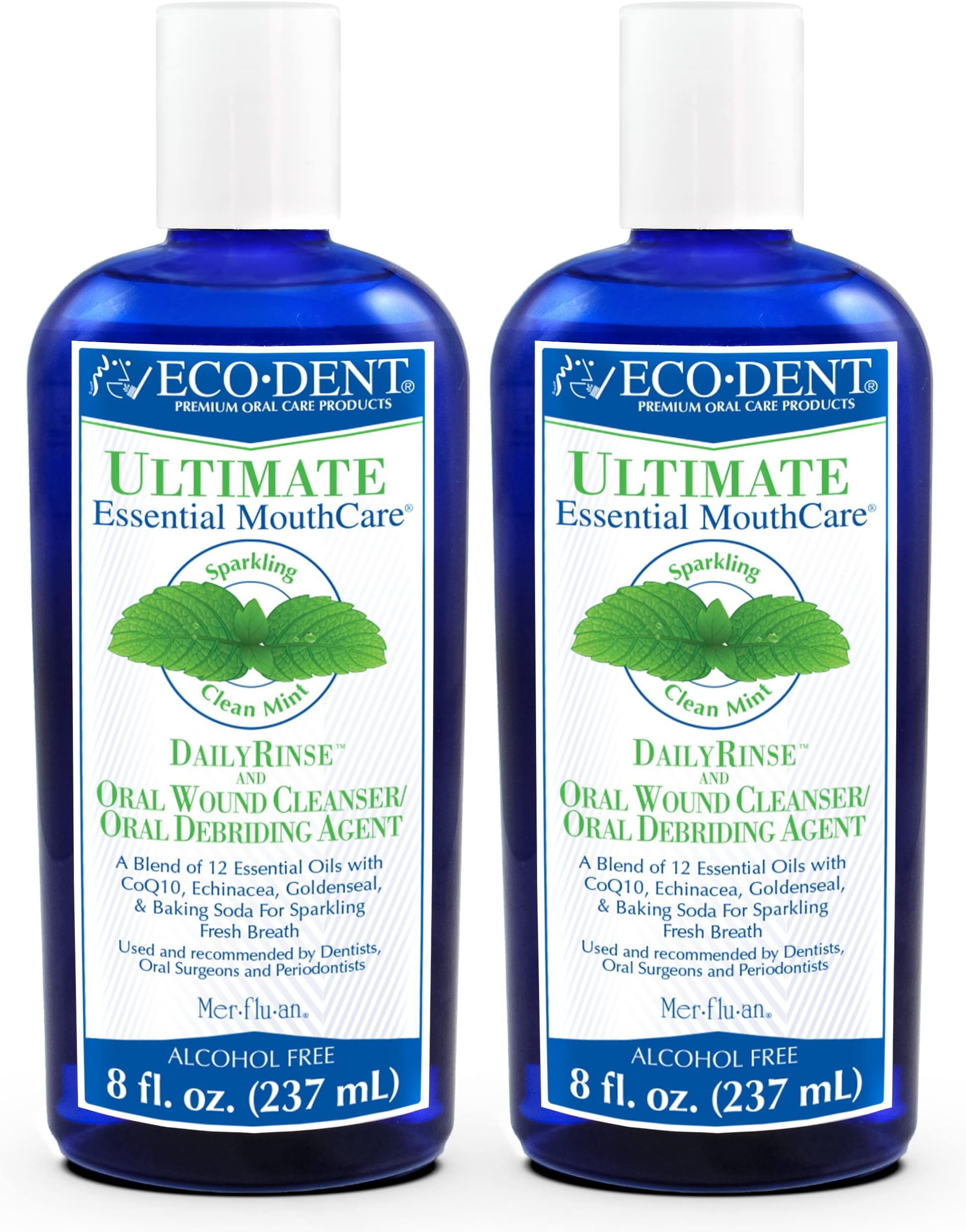 Eco-Dent Alcohol-Free Mouthwash, Mint - Ultimate Essential MouthCare (Pack of 2)