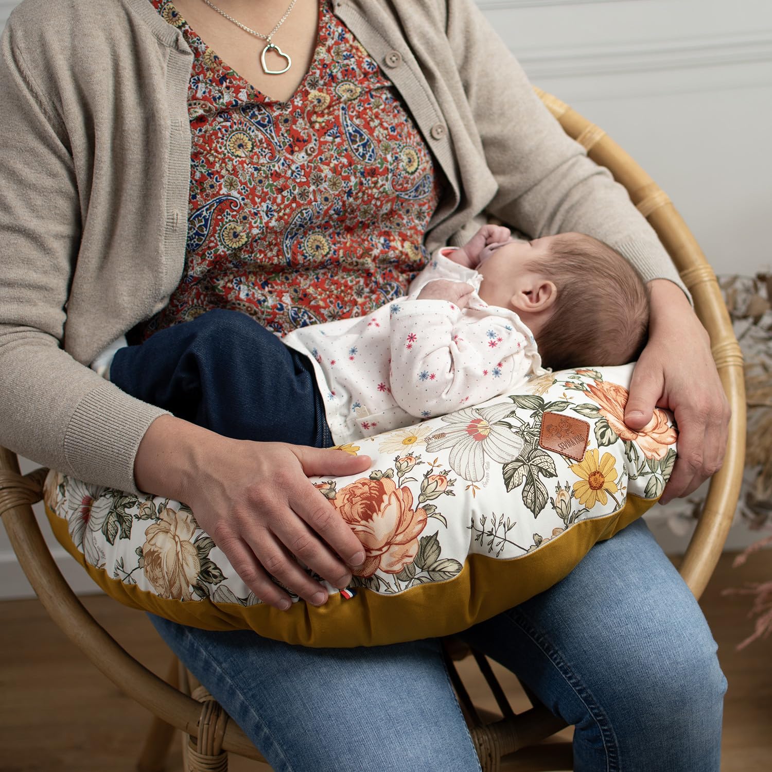 Sevira Kids – Cojín de lactancia ergonómico y funda para bebé, Neo Vintage Made in France