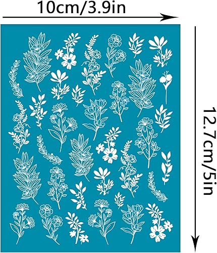 Miniatura 2 de OLYCRAFT Clay Stencils Pantalla de seda de flores silvestres para arcilla polimérica, plantilla botánica de transferencia no adhesiva para jardín de