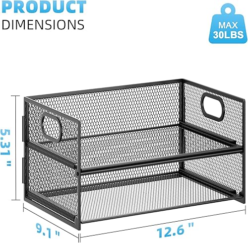 Miniatura 4 de Marbrasse Bandeja organizadora de papel de 2 niveles, organizador de archivos de malla con asa, organizador de escritorio clasificador de papel para