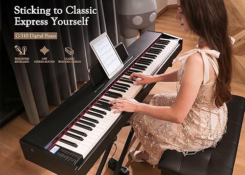 Miniatura 2 de G-310 - Teclado de piano digital de peso completo, teclado de acción de martillo graduado NGH, sonido de piano de cola premium, teclado de tamaño