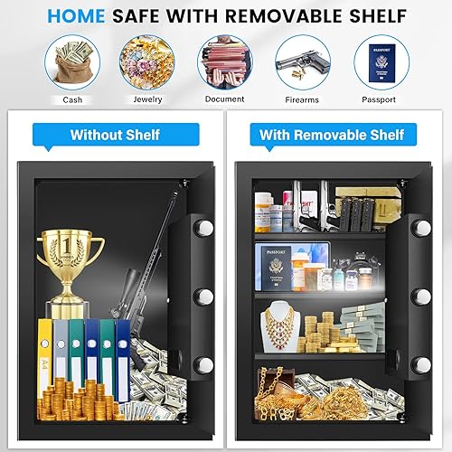 Miniatura 6 de 2.2 Cub Safe Box Fireproof Waterproof, Large Fireproof Safe with Fireproof Waterproof Bag, Digital Keypad Key, Inner Cabinet Box, LED Light, Home