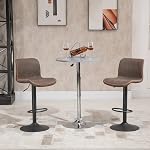 HOMCOM Bar Stools Set of 2, Swivel Counter Height Bar Stools with Adjustable Height and Footrest, PU Leather Upholstered Kitchen Stool for Breakfast Bar, Brown