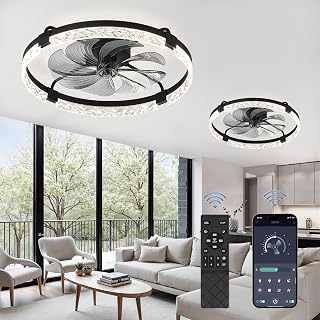 LEDIARY 2 Pack 24" Ceiling Fans with Lights and Remote, Fandelier Black