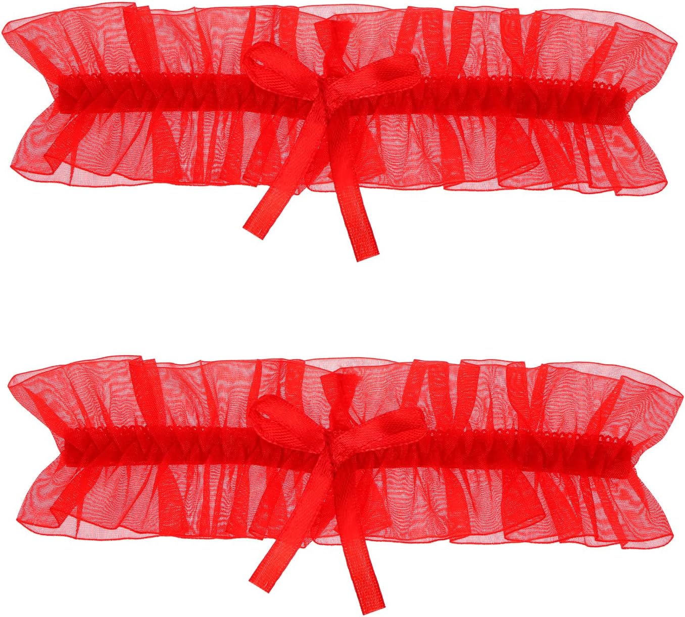 Leg Garters for Thigh Red Garters 2Pcs Suspenders Ribbon Lace Wedding Suspenders for Bride Garter Belt Women's Garter Stretch Thigh Elasticated Leg Ring Belt for Women Cosplay Prom Party