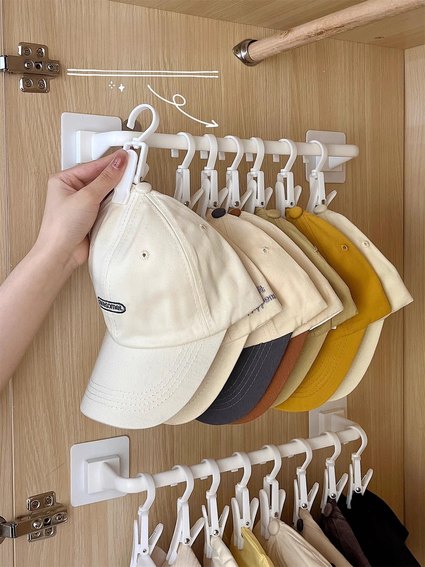 Organizador Chapéus MSKEI - Para 10 Bonés - Adesivo 3M - Branco