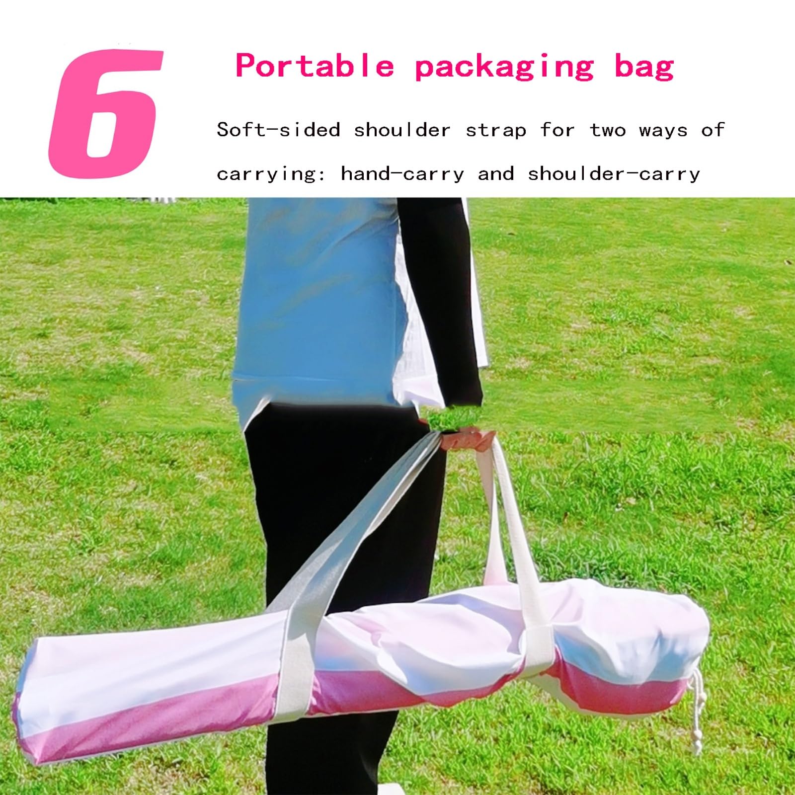 Ombrellone da esterno per patio, con nappe, palo in legno e borsa per il trasporto, ideale per il giardino, il prato e il tavolo da biliardo.