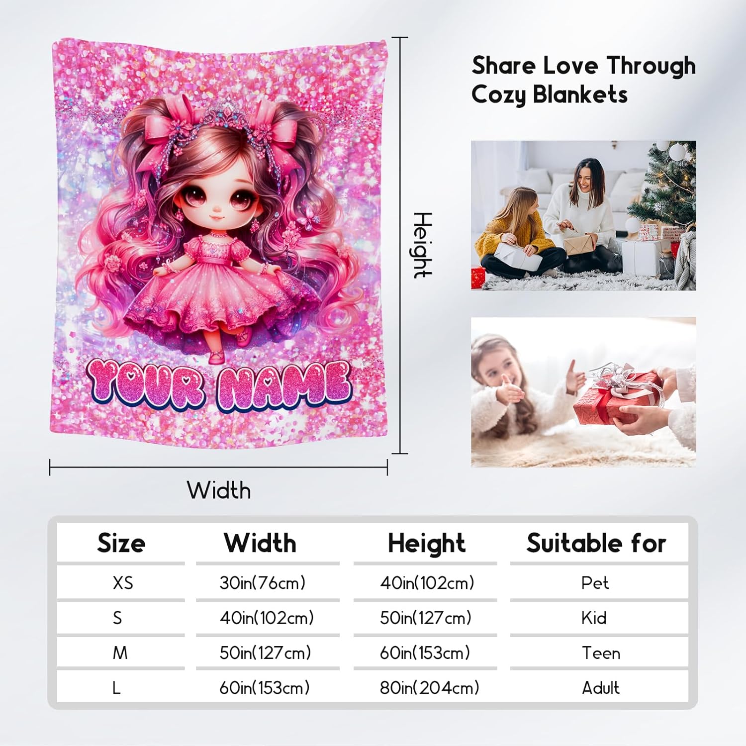 Toddler Blankets for Girls - Personalized Gifts for Kids Daughter - 50x60 Inches Comfort Plush Fleece Cute Throw Blanket for Couch Bed