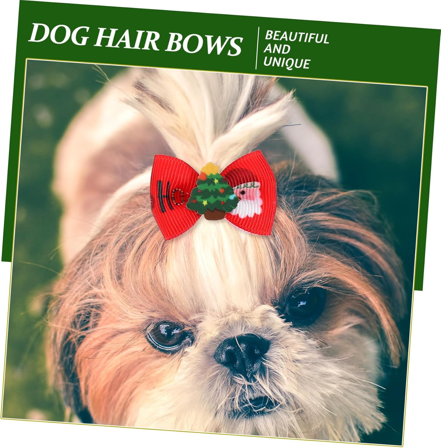 Christmas Pet Hair Ties 50 Pieces with Elastic Band Dog Hair Bows Small Holiday Accessories for Dogs and Puppies Random Design 6