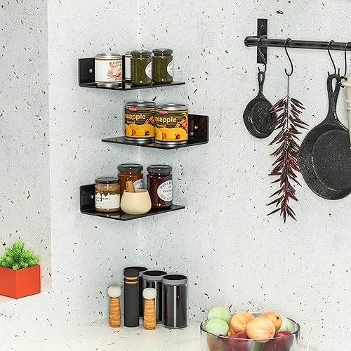 Miniatura 6 de Estantes de pared negros de 9 pulgadas, paquete de 4 repisas acrílicas para montaje en pared, estante de pared acrílico para figuras Funko Pop,