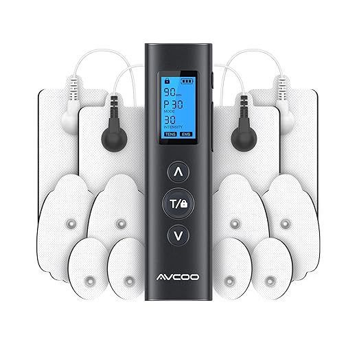 30 Modes TENS EMS Unit Compact Muscle Stimulator for Pain Relief, Rechargeable & Portable Dual Channel EMS Muscle Stimulator with 30 Intensity Levels and 12 Electrode Tens Unit Replacement Pads