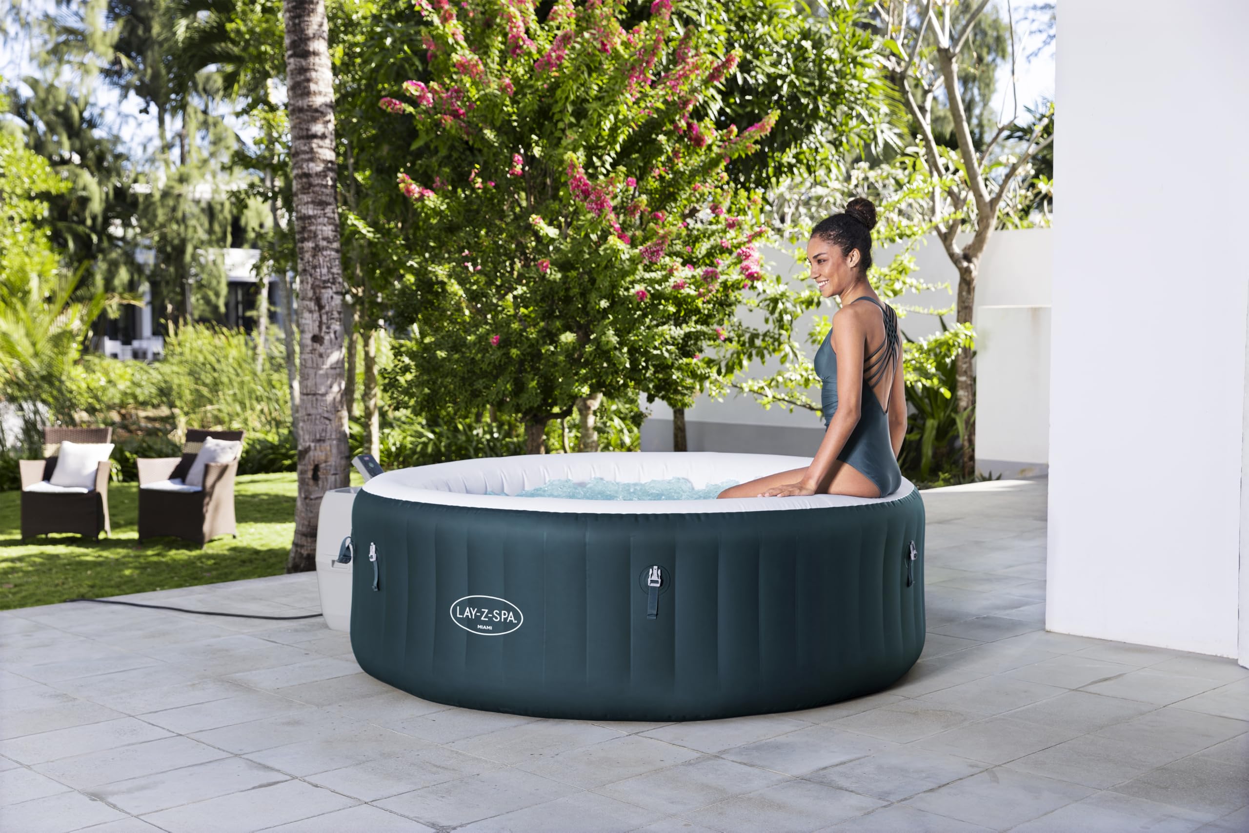 Bestway 77" x 26"/1.96mx 66cm Miami EnergySense AirJet 6 Verde Oscuro Redondo