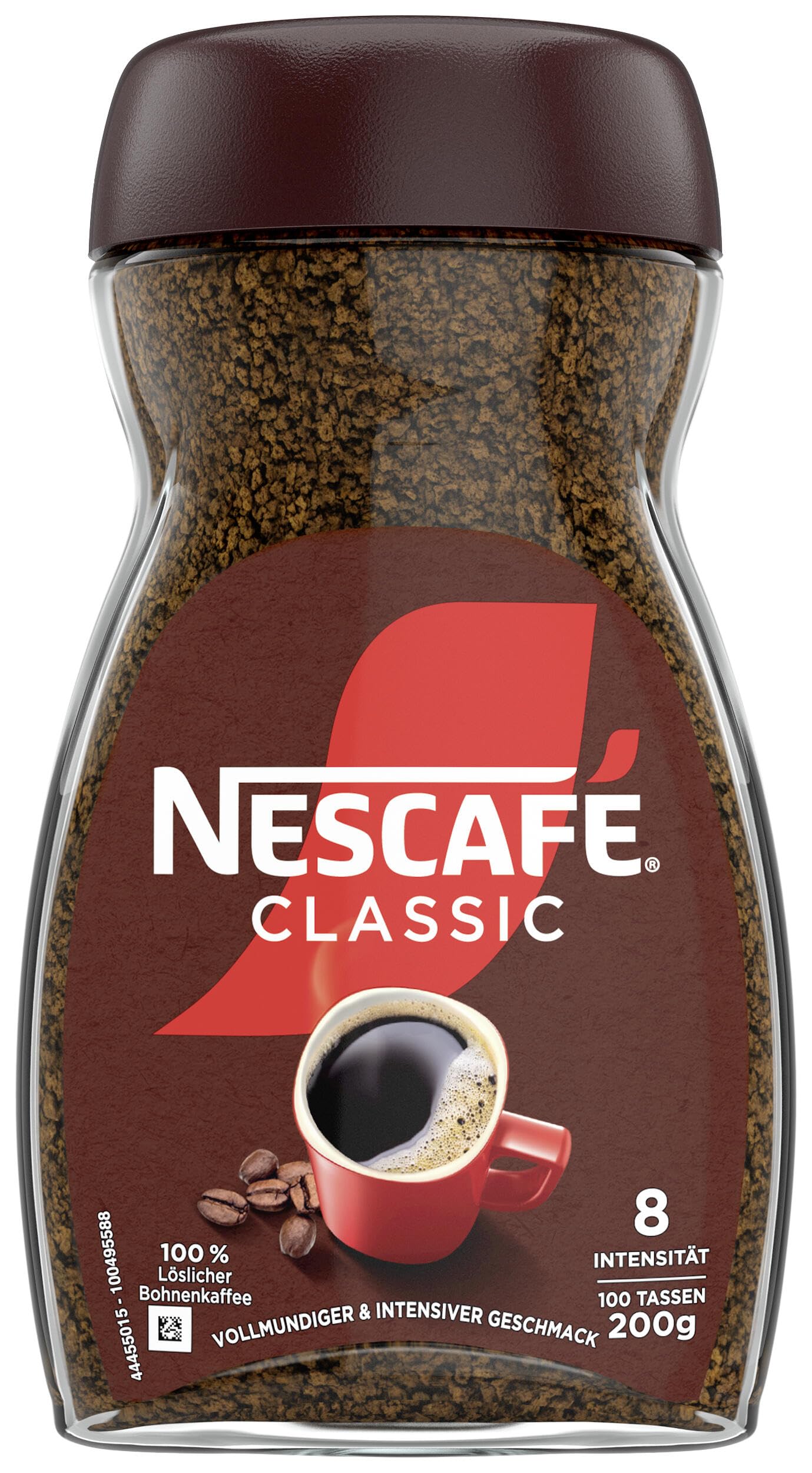 NESCAFÉ CLASSIC, löslicher Bohnenkaffee aus mitteldunkel gerösteten Kaffeebohnen, kräftiger Geschmack & intensives Aroma, koffeinhaltig, 1er Pack (1 x 200g)