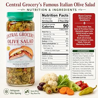 Central Grocery Olive Salad - 16 oz Combo - Hot and Original Olive Salad - Perfect for Muffulettas, Sandwiches, Pizza Toppings, Pastas, Hot Dog Topper, Salads and More