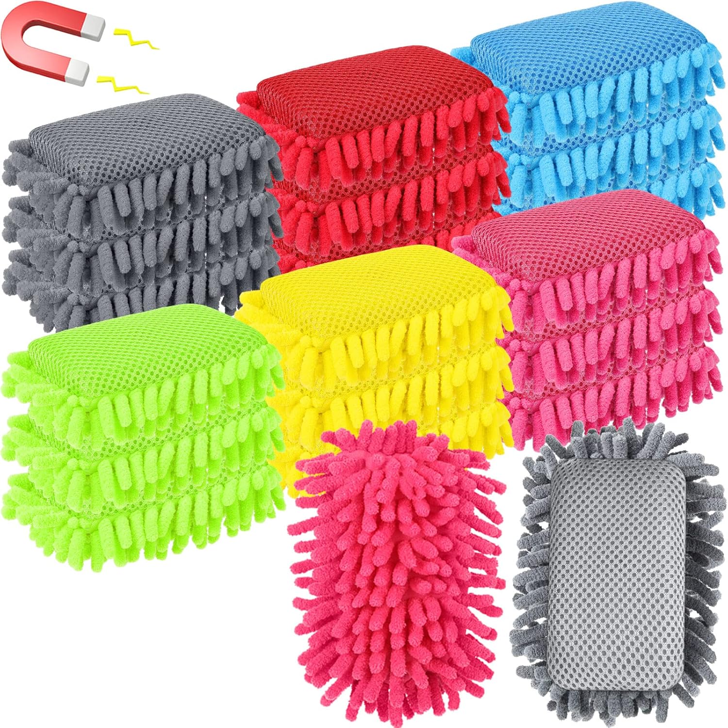 Sherr 18 Pcs Microfiber Shag Dry Erase Erasers Washable School Whiteboard