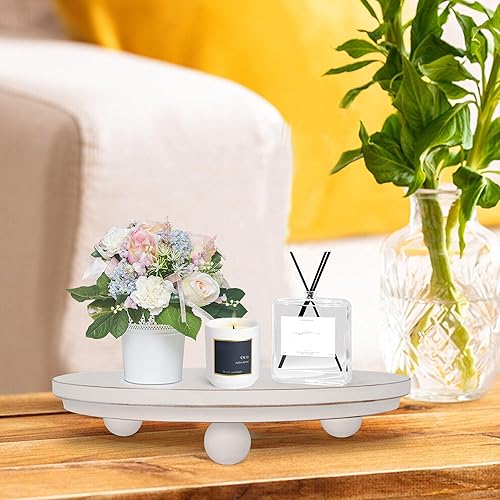 Vista 13 de Defined Deco Mini elevadores para exhibición, elevadores de madera para decoración, pedestales redondos pequeños de 5 pies (juego de 2, blanco)