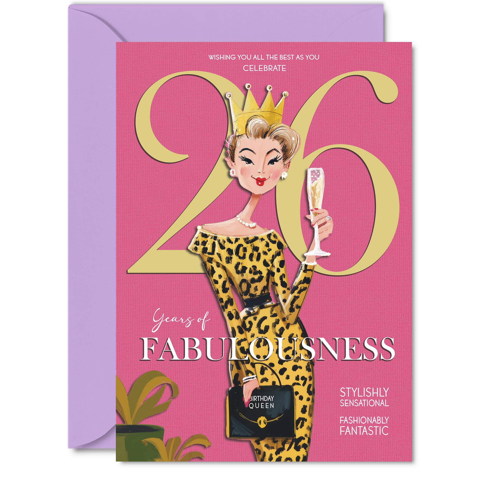 26th Birthday Cards for Women - Years Of Fabulousness - Happy Birthday Card for 26 Year Old Woman Niece Daughter Cousin Friend, 5x7 Inch Bday Greeting Cards