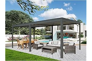 Domi 10' x 20' Aluminum Pergola with Steel Roof for Garden and Lawn