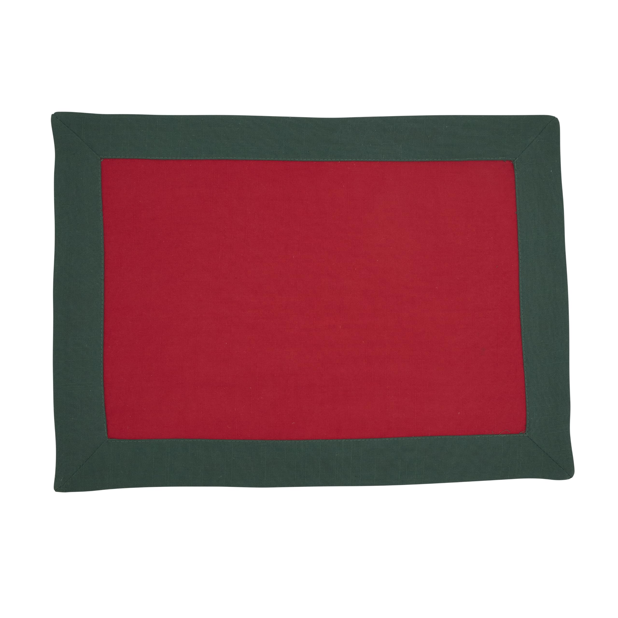 SARO LIFESTYLE Classic Border Placemats (Set of 4) - Everyday Placemats for Casual Dining, Family Meals and Layered Table Settings, 14"x20", Red