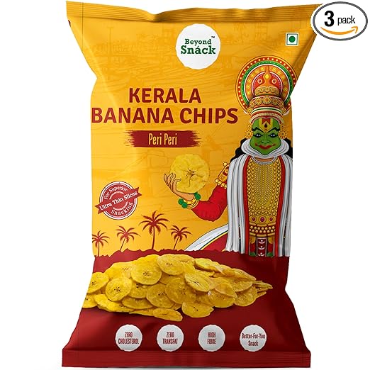 Beyond Snack Kerala Banana Chips-Peri Peri Flavour 300g (AS SEEN ON Shark Tank India) - (3X100g)