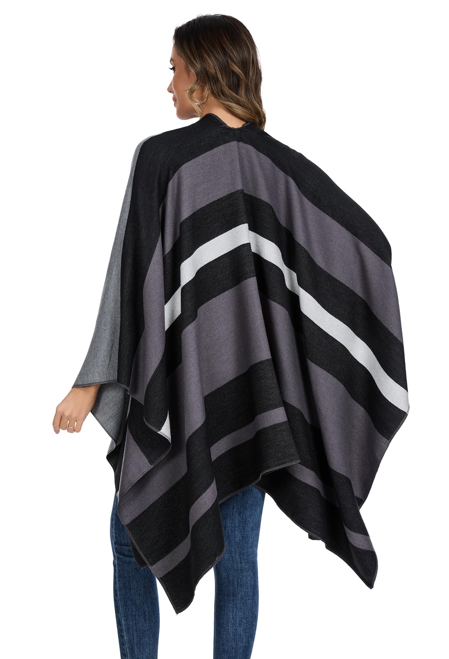 colornival Elegante Mantella da Donna con Fronte Aperto Poncho Morbido, Adatto per Primavera, Autunno e Inverno