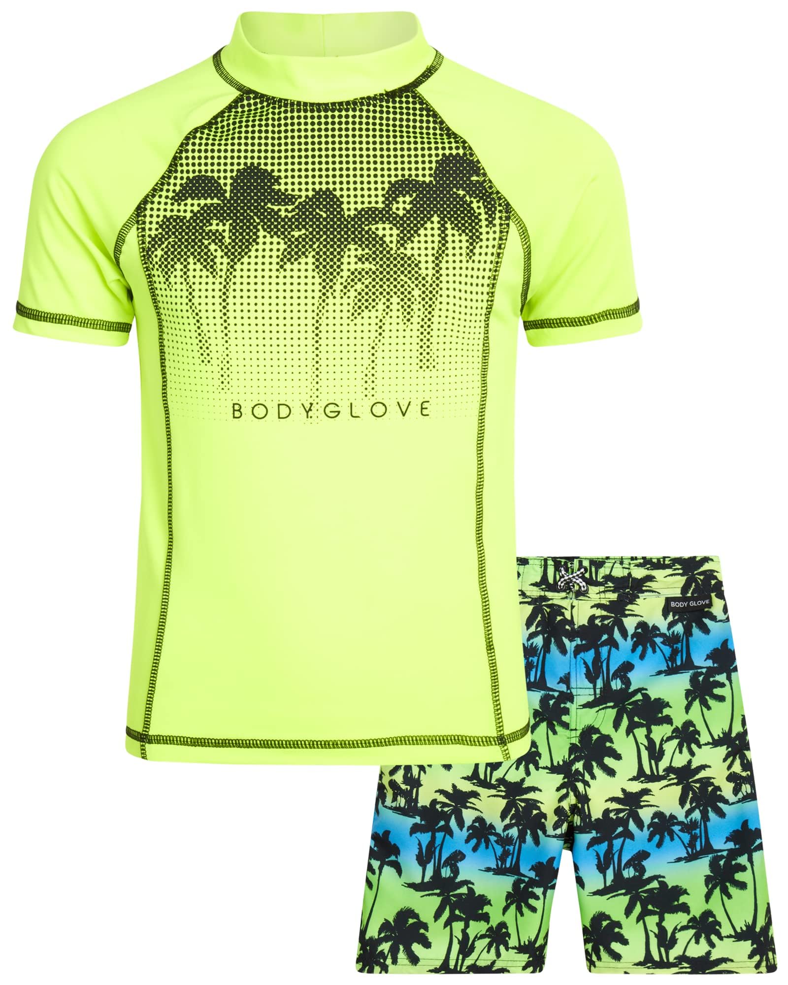 Body Glove Boys 2 Piece Swim Set Rash Guard &amp; Swim Trunks (Sizes 4-12)