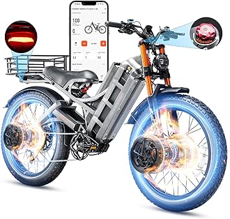 eAhora 2025 Romeo Pro 3/ Pro 2 5600W/ 4000W 50/46MPH Dual Motor Electric Bike for Adults, 80/70Ah/200+ Miles Long Range Electric Bike, 26'' Puncture-Proof Tire, 7-Speed Pedal Assist UL Certificate