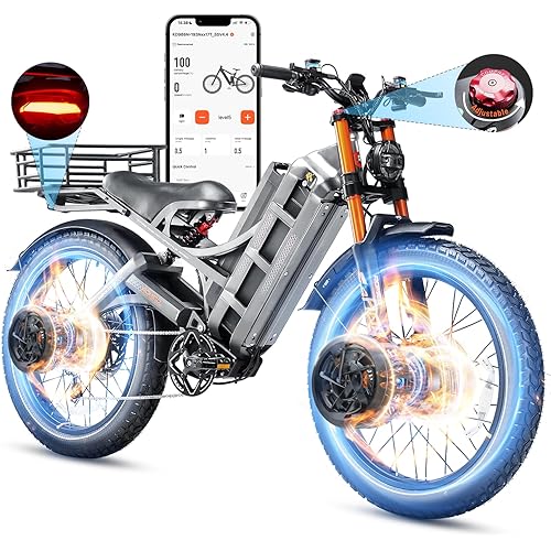 eAhora 2026 Romeo Pro 3 5600W 50Mph High-Torque Ebike, 60V 80Ah 250-Mile Long Range Electric Bike for Adults, Adjustable Air Suspension, 26'' Puncture-Proof Tire, UL 2849 Certified by TÜV