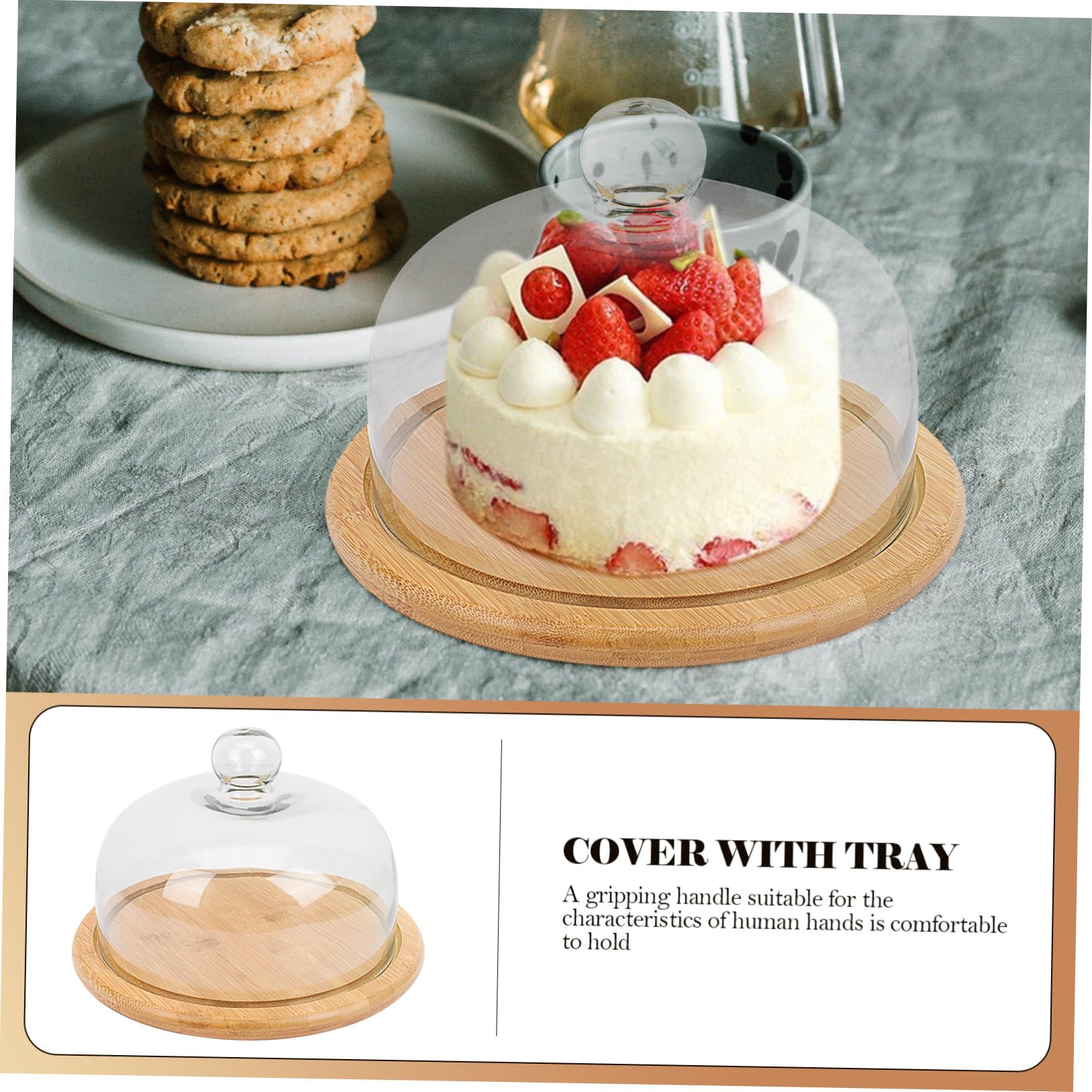 Tortenständer 1 Satz und Glas für Hochzeiten und Partys | Elegante Dessertplatte mit Glasabdeckung, Wiederverwendbar, Schützt den Kuchen, 1 Satz