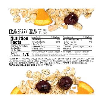 Bobo's Oat Bars, Cranberry Orange, 3 Ounce