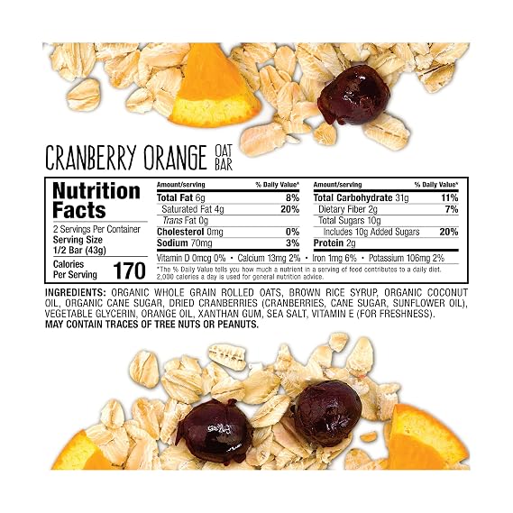 Bobo's Oat Bars, Cranberry Orange, 3 Ounce