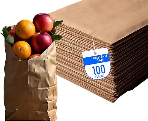 Miniatura 9 de Mr Miracle - Bolsas de papel marrón de 8 libras, paquete de 100 unidades, papel kraft tamaño regular, ideal para pedidos de comida para llevar,