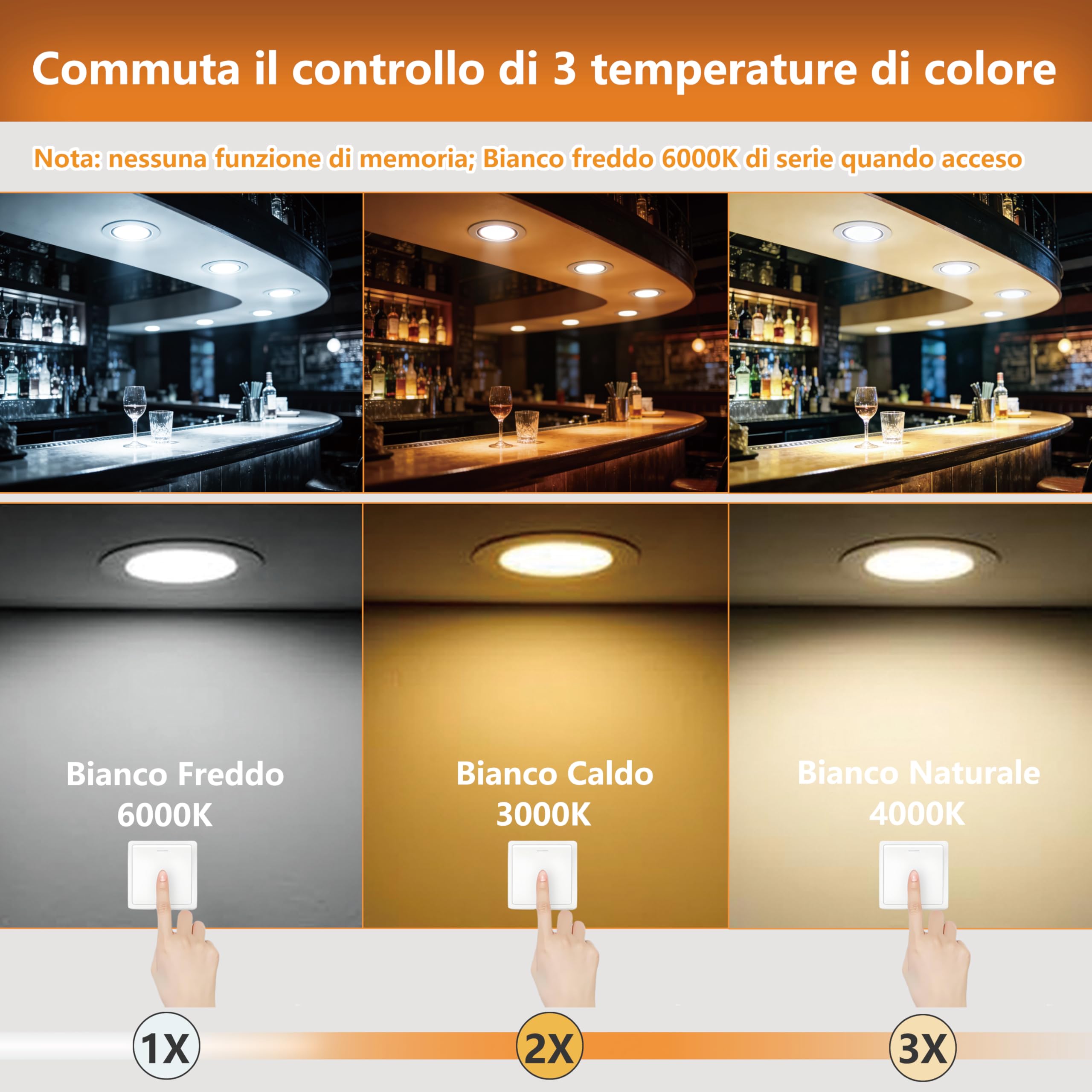 Faretti LED da Incasso per Cartongesso 230V 5W,IP44 Faretti LED Soffitto 20mm Ultrapiatto,Foro 65-75mm,Bianco Caldo 3000K Bianco Neutro 4000K Bianco Freddo 6500K Faretto led Cucina (Bianco, Set da 3)