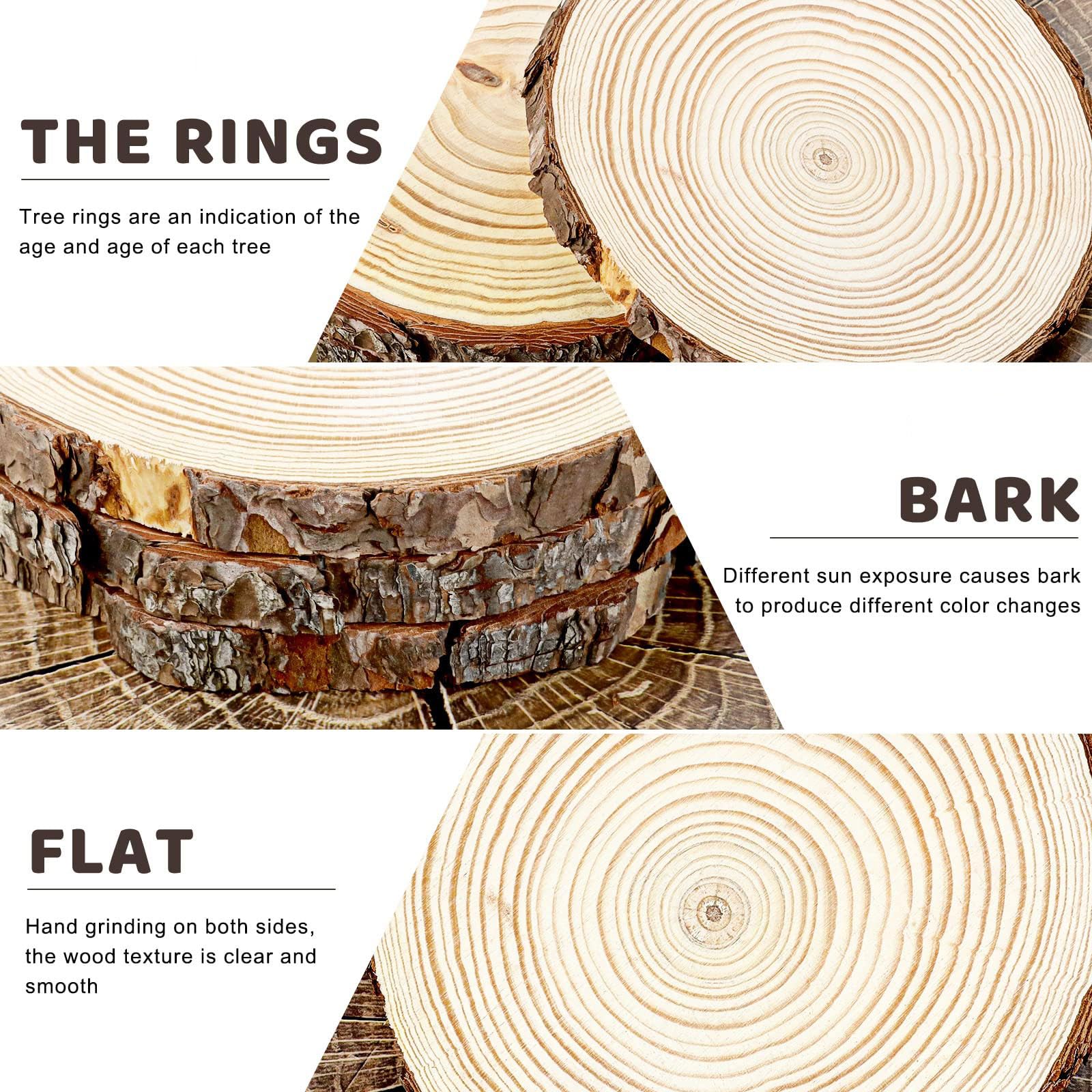 14 Rodajas De Madera Natural Sin Terminar Con Corteza, Discos Redondos De Madera Para Proyectos De Pintura Artesanal, Adornos Navideños Rústicos, Cen(Size:5.51-6.29in(14-16cm) thickness 0.59in(1.5cm))